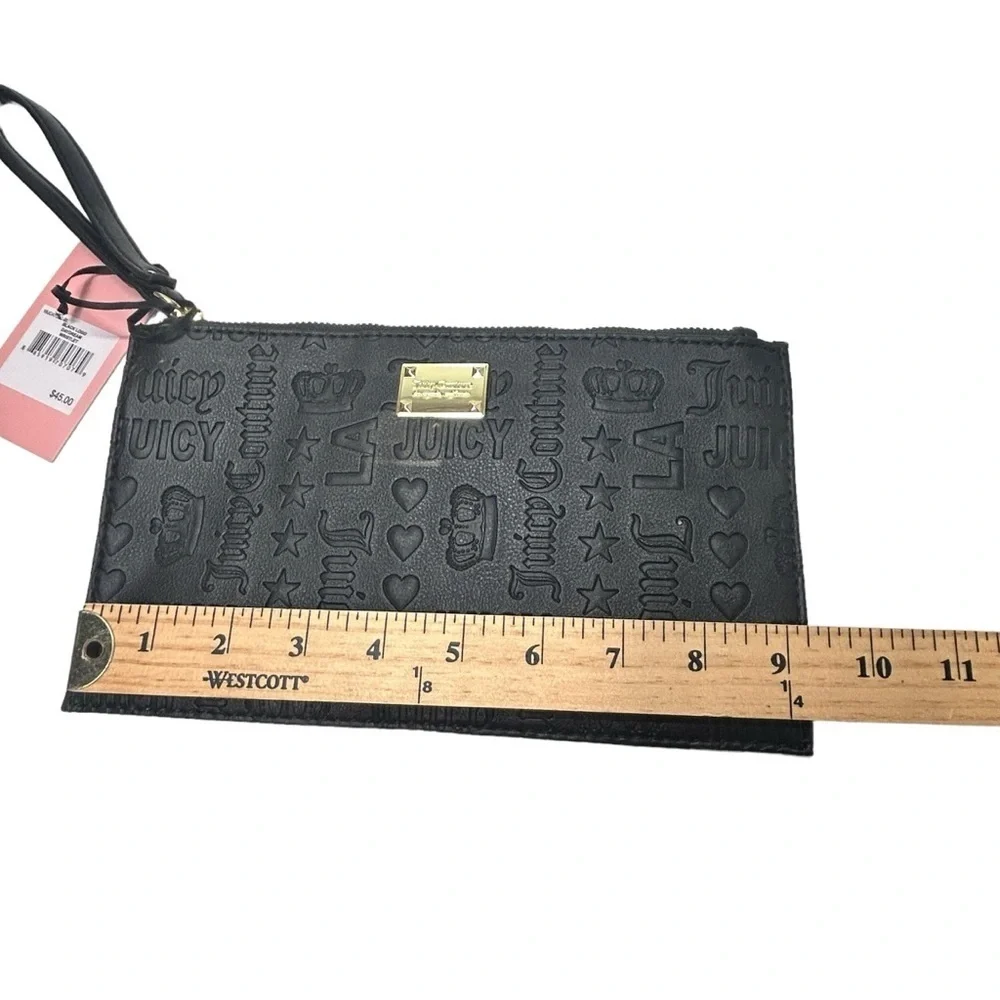 Juicy Couture Embossed Black Gold Logo Stud Daydreamer Wristlet Wallet - NWT